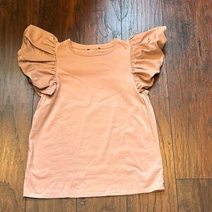 Blush colored ruffle puff sleeve top small